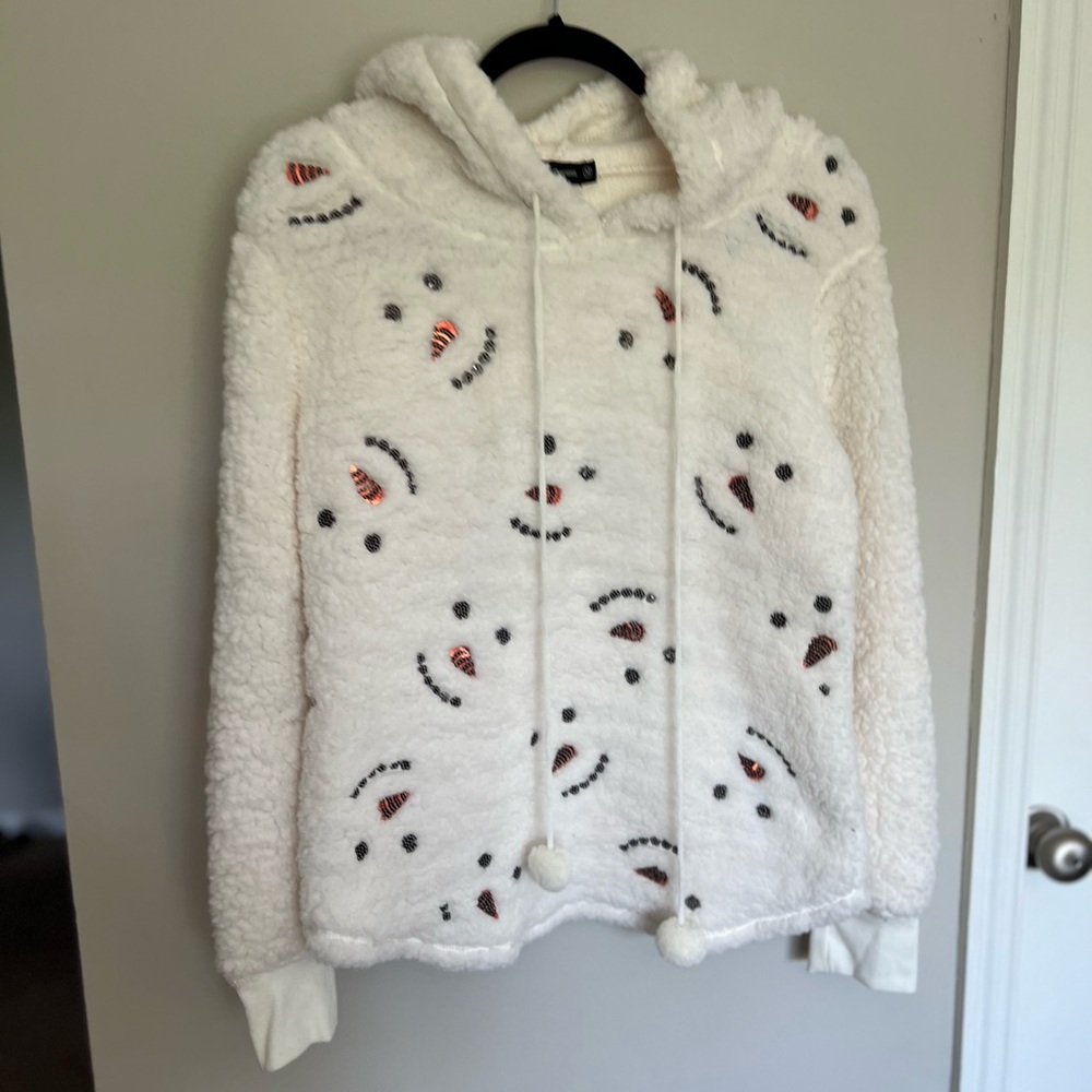 Fuzzy snowman pullover